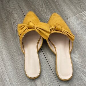 Yellow Bow Slip-On Mules